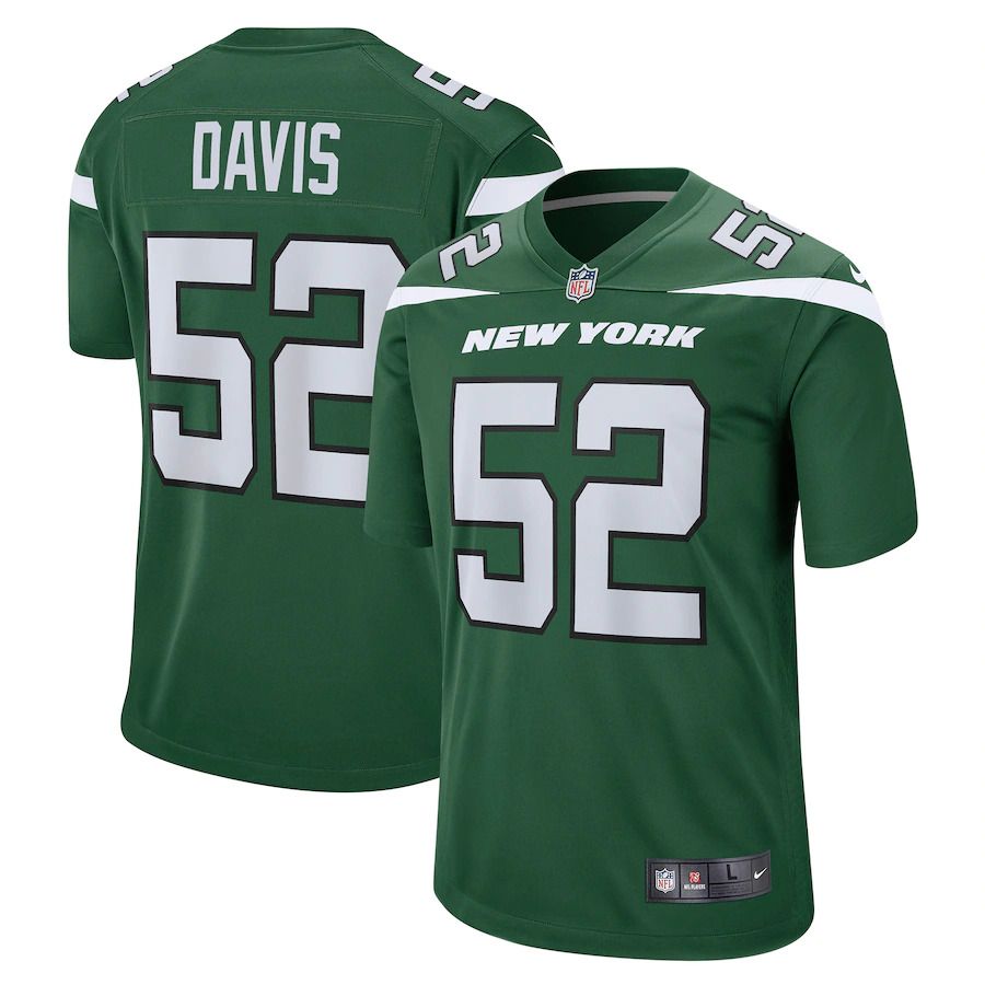 Men New York Jets #52 Jarrad Davis Nike Gotham Green Game NFL Jersey